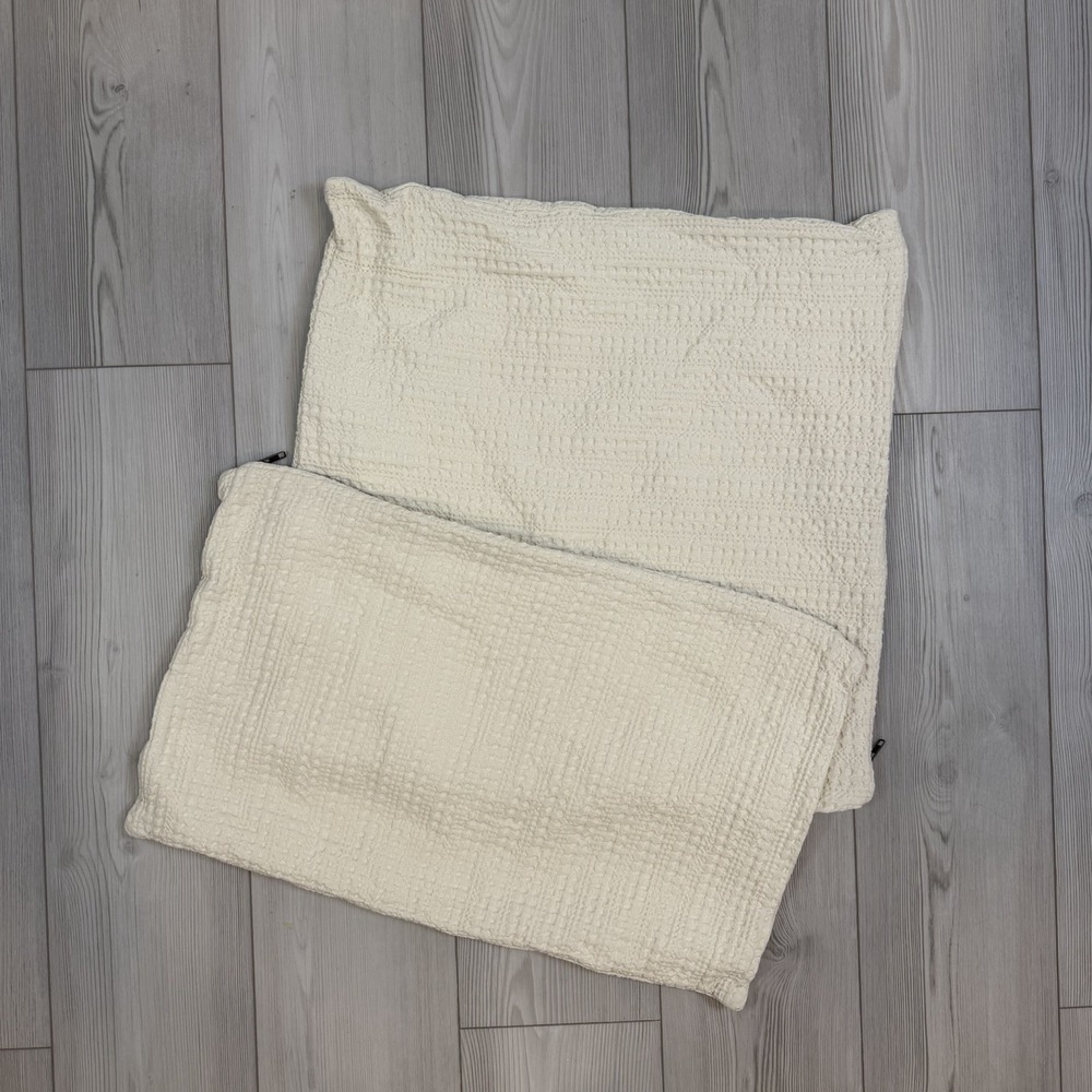 Set Of 2 Pottery‎ Barn Pillow Shams Cream Ivory Colored Textured READ
